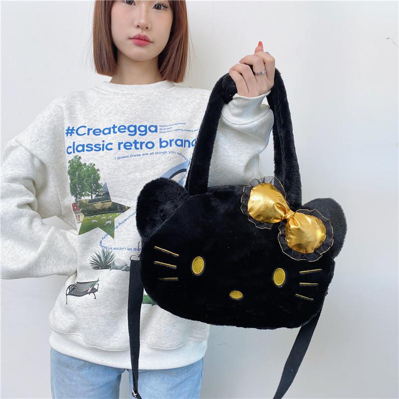 Sac Cabas Peluche Hello Kitty Avec Fermeture Éclair Pour un Usage Quotidien Décontracté