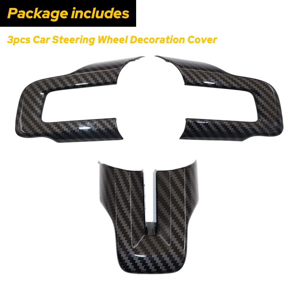 3-delige set Koolstofvezel Auto Stuurwiel Frame Cover Voor Ford Mustang 2015 2016 2017 2018 2019 2020 2021 2022 Auto Accessoires