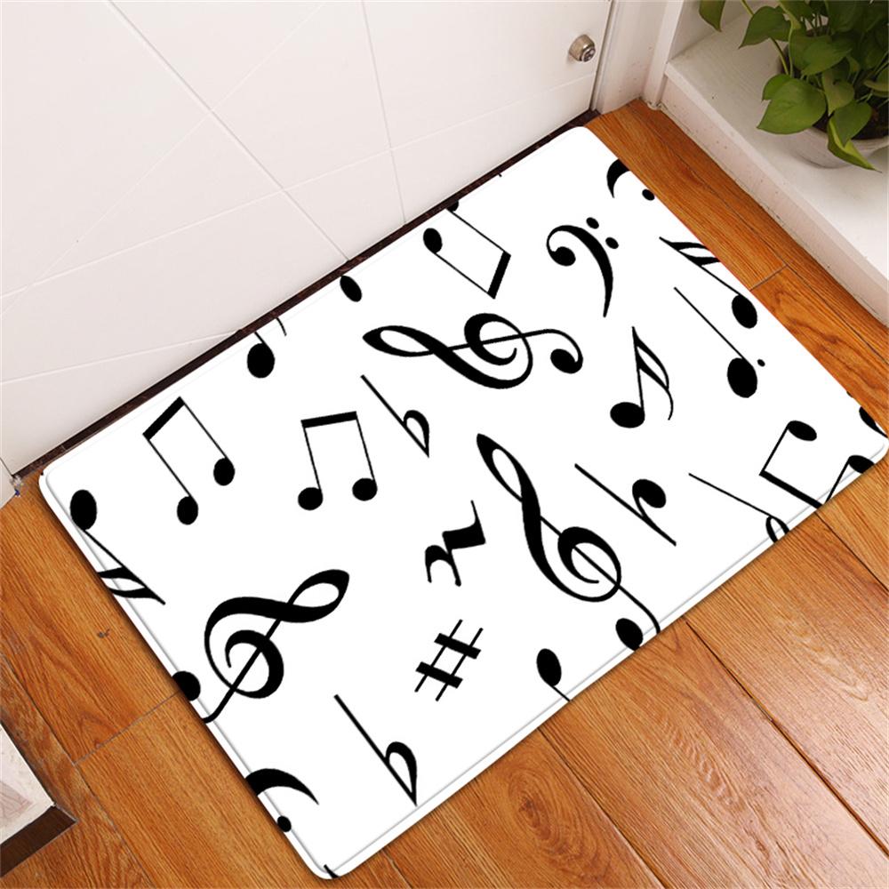 Black Music Note Carpets Dirt-resistant Entrance Doormats Anti-slip Floor Mats Home Decor Carpet for Bathroom Kitchen Rug