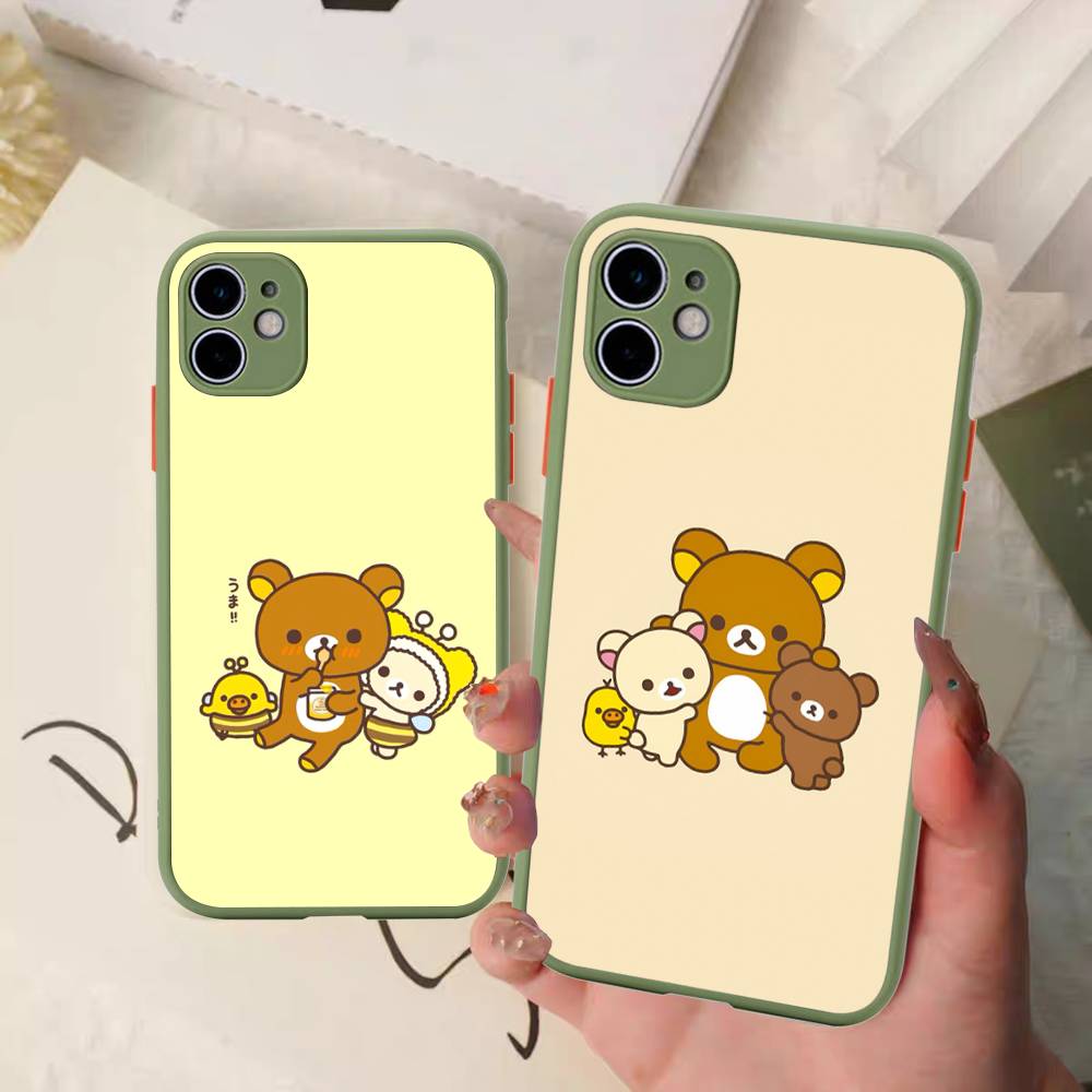 Cartoon Rilakkuma Bear Phone Case For iPhone 11 12 13 14 15 16 Pro Plus X XS MAX Matte Bumper Shockproof Cover