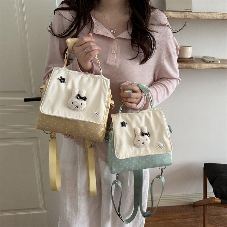 Schoolbag Japanese Ins Style Versatile Schoolbag Cute Little Bunny Polka Dot Portable Bow Backpack Girl Versatile Backpack