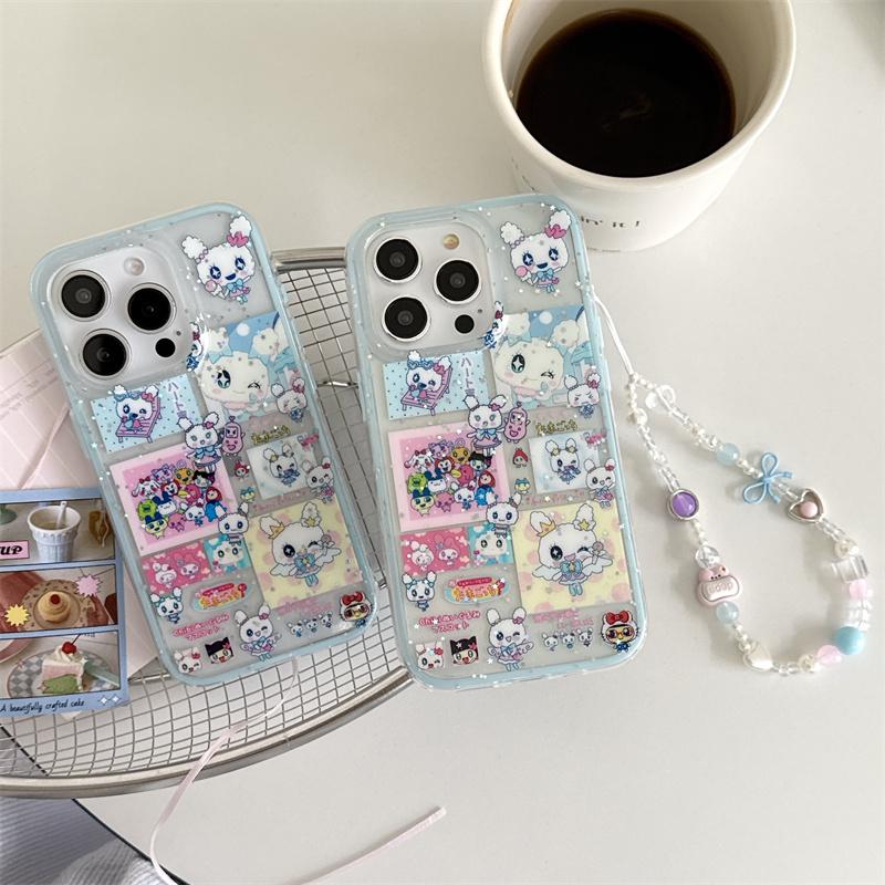 Kawaii Cartoon Animal Phone Case For iPhone 16 Pro 15 14 Pro Max Cover with Chain Strap Shockproof Cute Cases 15Pro 16 Max Funda