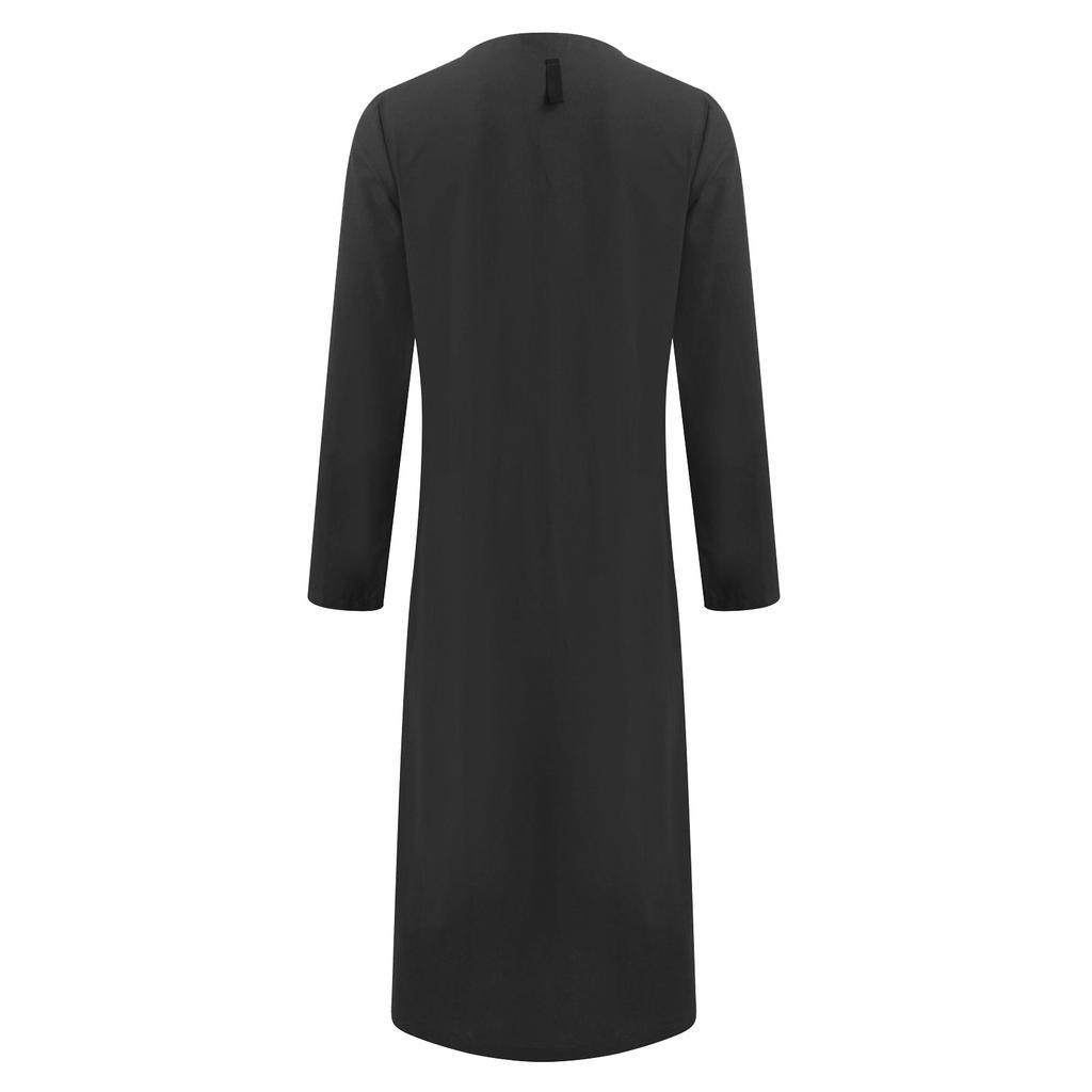 Herren V-Ausschnitt Leinen Robe Kurzarm Kaftan Langes Kleid Freizeithemd für Strand, Sommer