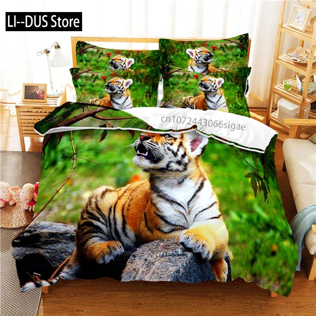 Comforter Lie Tiger Bedding Set 3D Bedding Digital Printing Queen Size Bedding Set Fashion Design