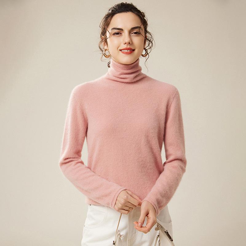 Women's High Neck Loose Fit 100% Pure Cashmere Sweater - Warm Knit Pullover