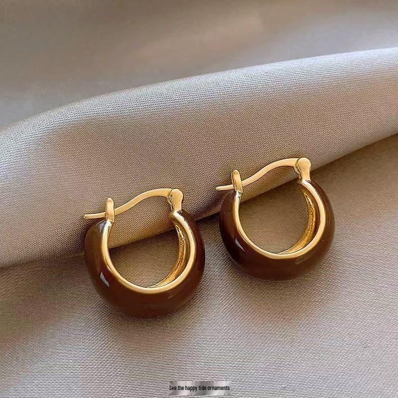 Autumn Winter Retro Maillard Tiger Eye High-End Luxury Earrings - New 2025 Style