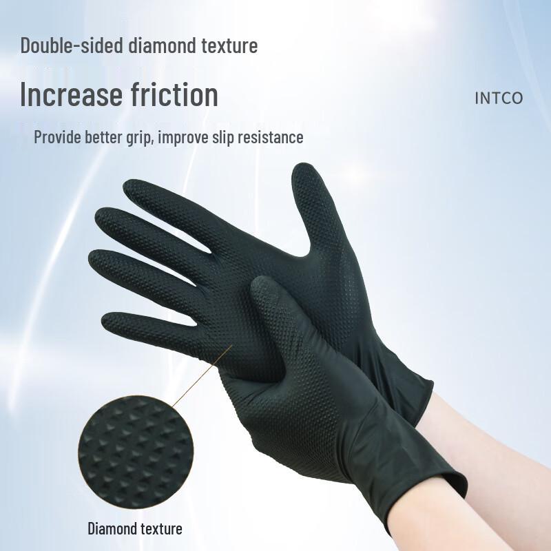 Inco Medical Disposable Nitrile Gloves, Thick Diamond Pattern