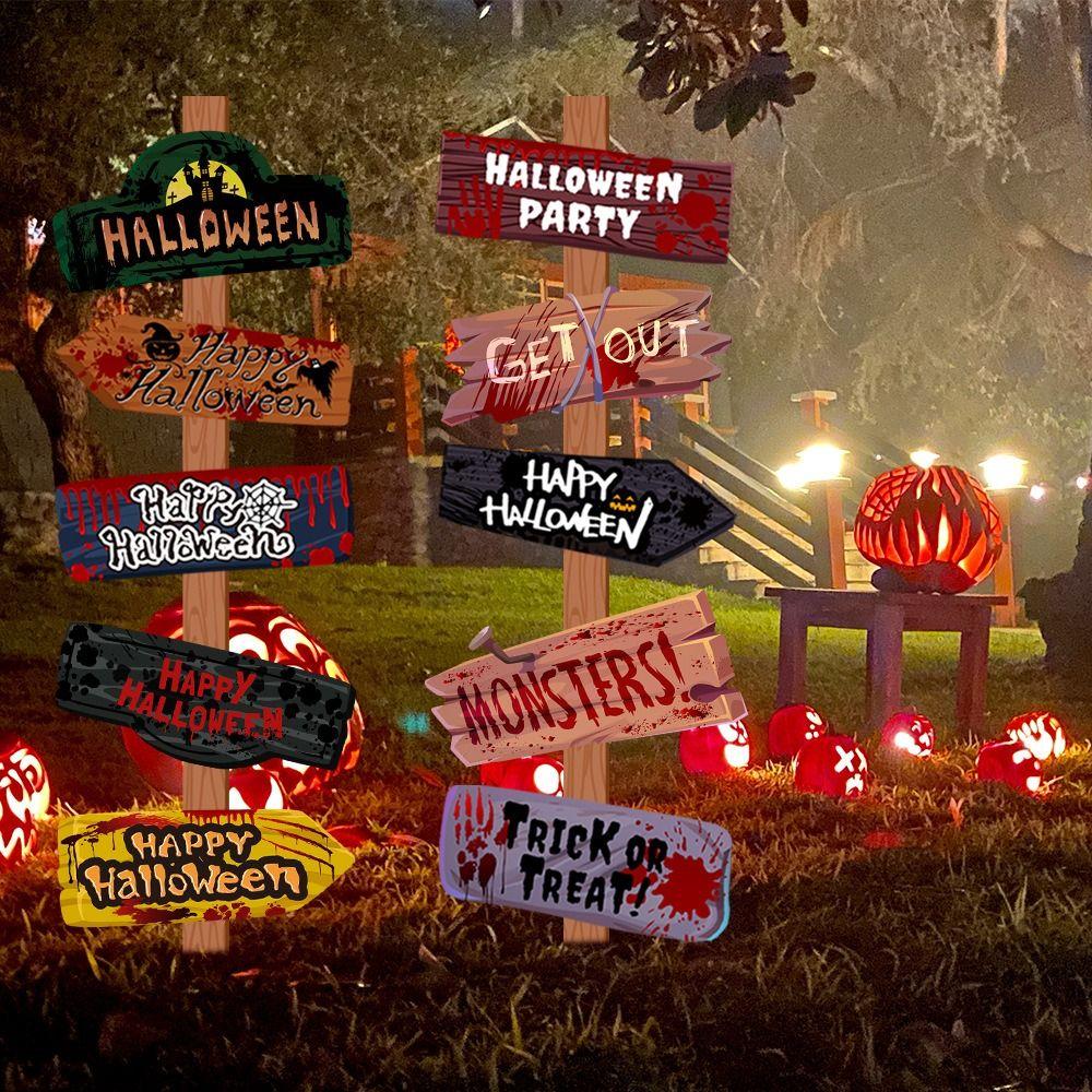 10 STÜCK Sortierte Stile Terror Straßenschilder Papier Warnschild Halloween Party