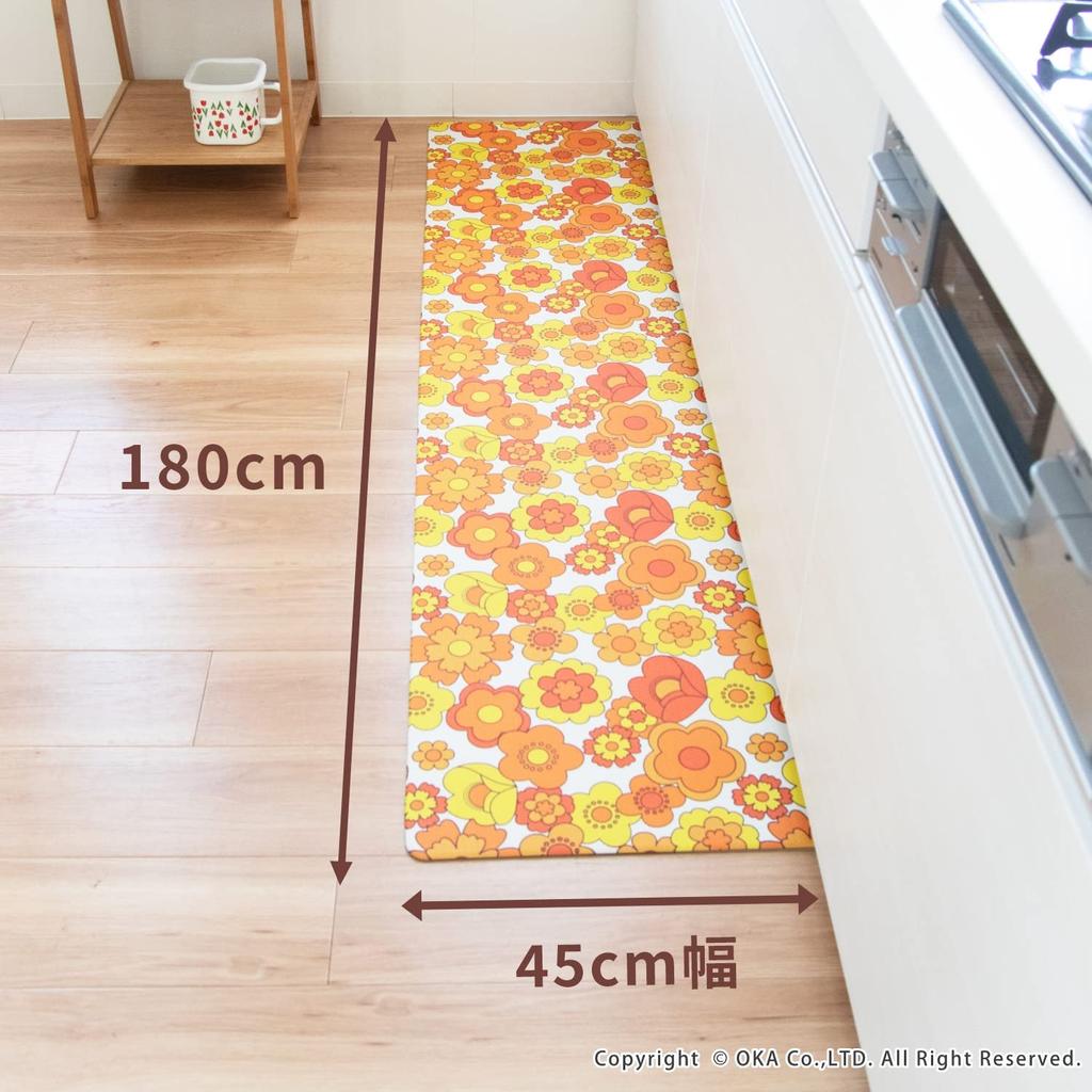 Oka Luance Kitchen 45cm x Orange Soft PVC No Washing (OKA) Mat, Approx. 180cm, (Showa Retro, Wipeable, Vinyl, Required)