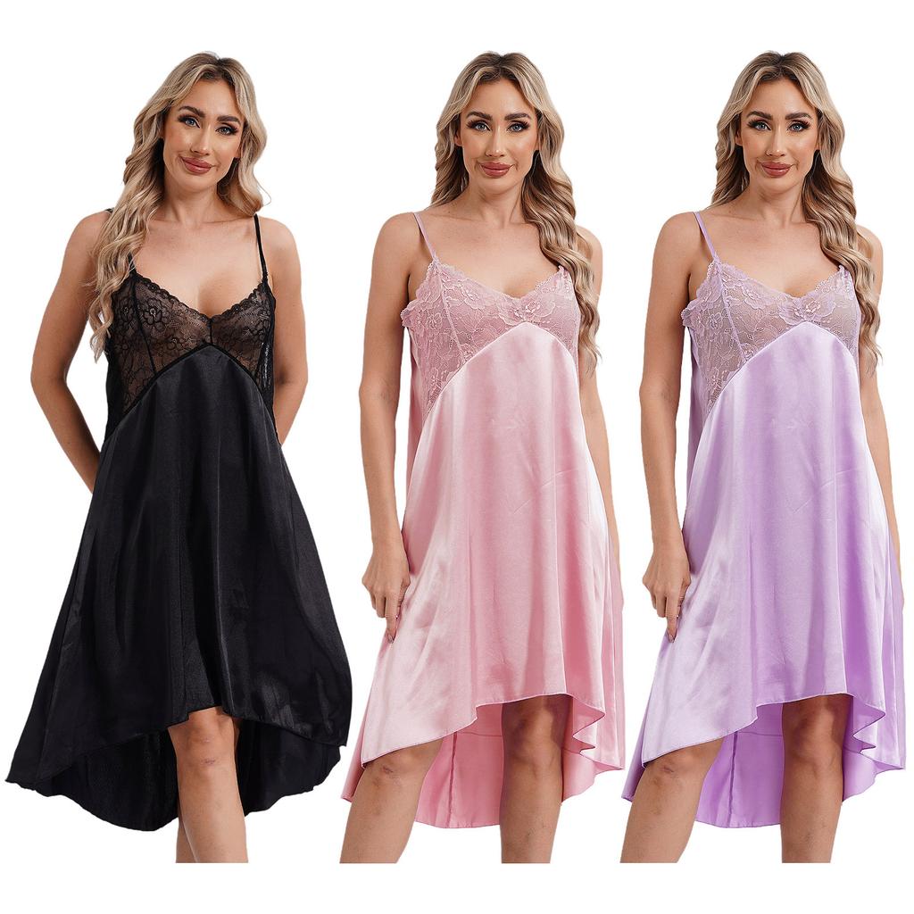 Lenjerie din satin de mătase pentru damă, cu bretele spaghete, rochie de noapte, fără mâneci, lenjerie de noapte babydoll, cămașă de noapte, îmbrăcăminte pentru acasă