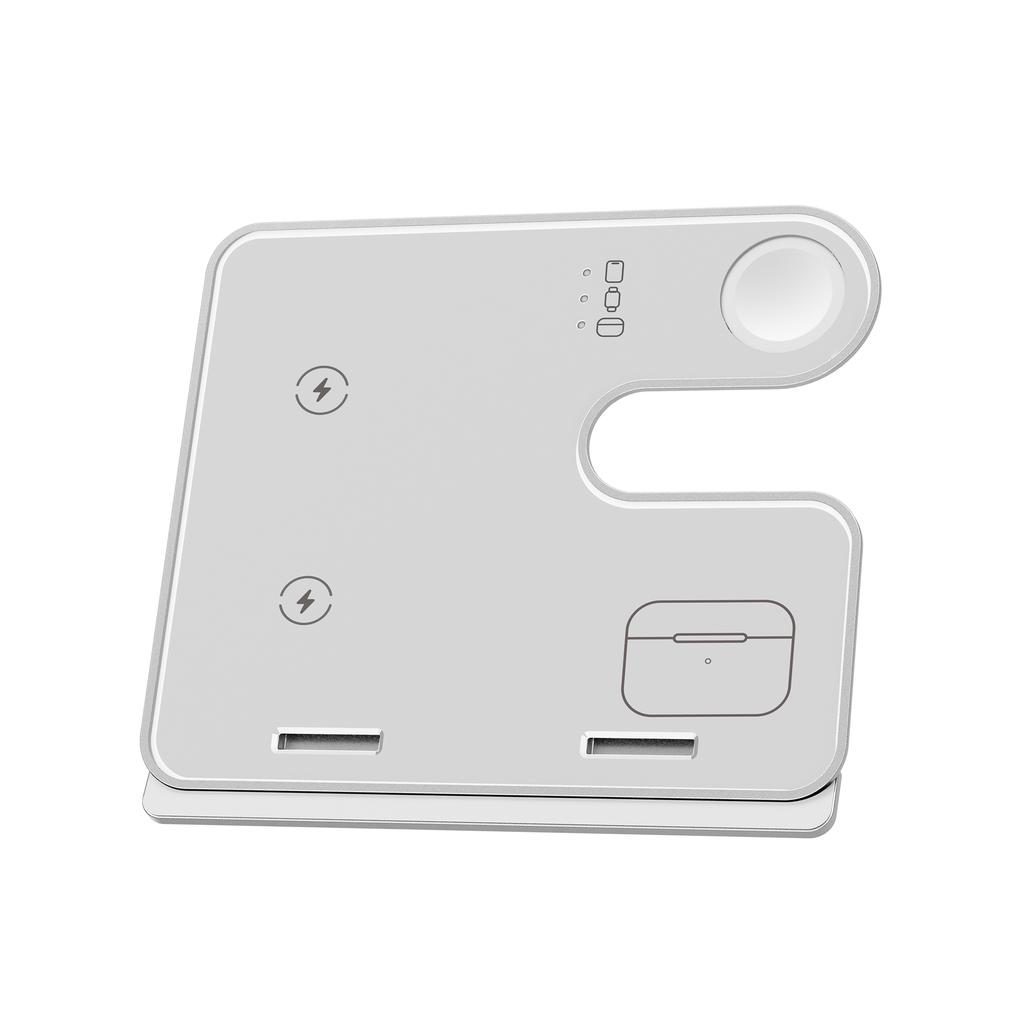 Q10C 3-in-1 15W Wireless Charger Phone Watch Earphone Charging Stand with Removable Bracket