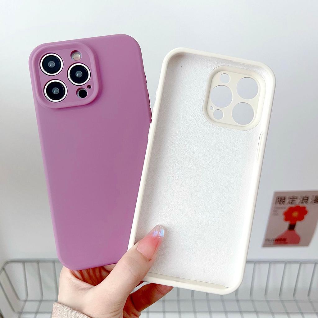 Liquid Apple Silicone Thickened Case Suitable for Apple 15PROMAX mobile phone case iPhone11 solid color 13/14