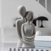 20cm Lovers Statue, Ceramic Back Hugging Couple Figurine Sculpture Craft Carved for