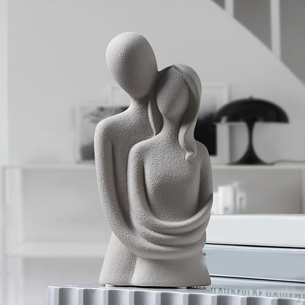 Статуэтка Влюбленных 20 см, Керамическая Фигурка Пары Обнимающей Сзади, Резная Поделка для серый
