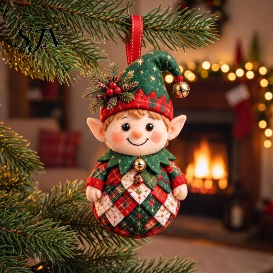 Handcrafted Holiday Display Items DIY Patchwork Ornament Kit for Christmas Decoration, Decorative Fabric Traditional Winter Charm Ornaments Craft Set