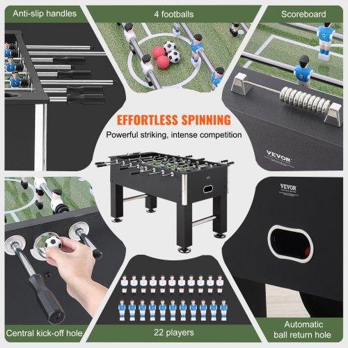 VEVOR Foosball Table, 55 inch Standard Size Foosball Table, Indoor Full Size Foosball Table for Home, Family, and Game Room