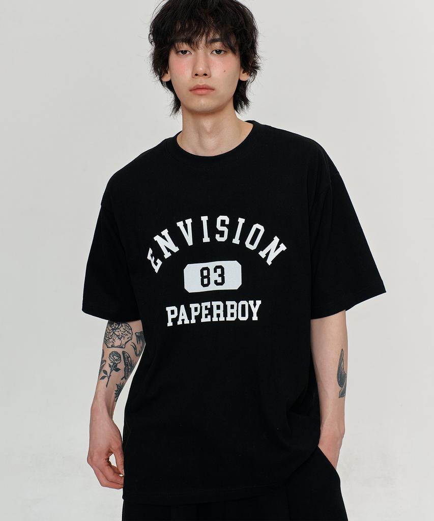 PAPERBOY [Set] Envision Short Sleeve Half Pants Set-Black