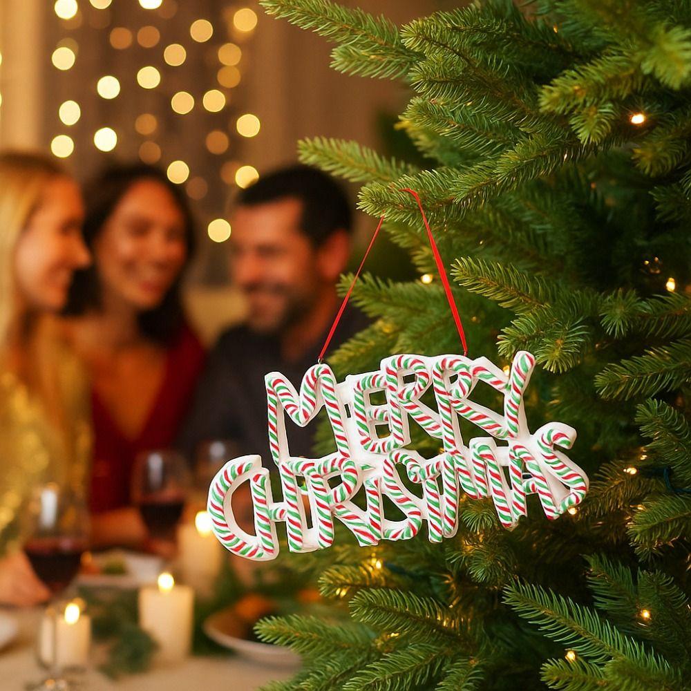 Plastic Merry Christmas Letter Pendant English Letter Welcome Signs Christmas Hanging Ornament Red Green Xmas Tree Ornaments