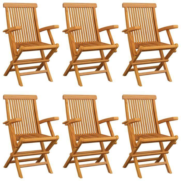VidaXL Lot de 6 Chaises de Jardin avec Coussins, Sièges de Terrasse, Chaises de Salle à Manger, Meubles de Patio Extérieur, 3062556