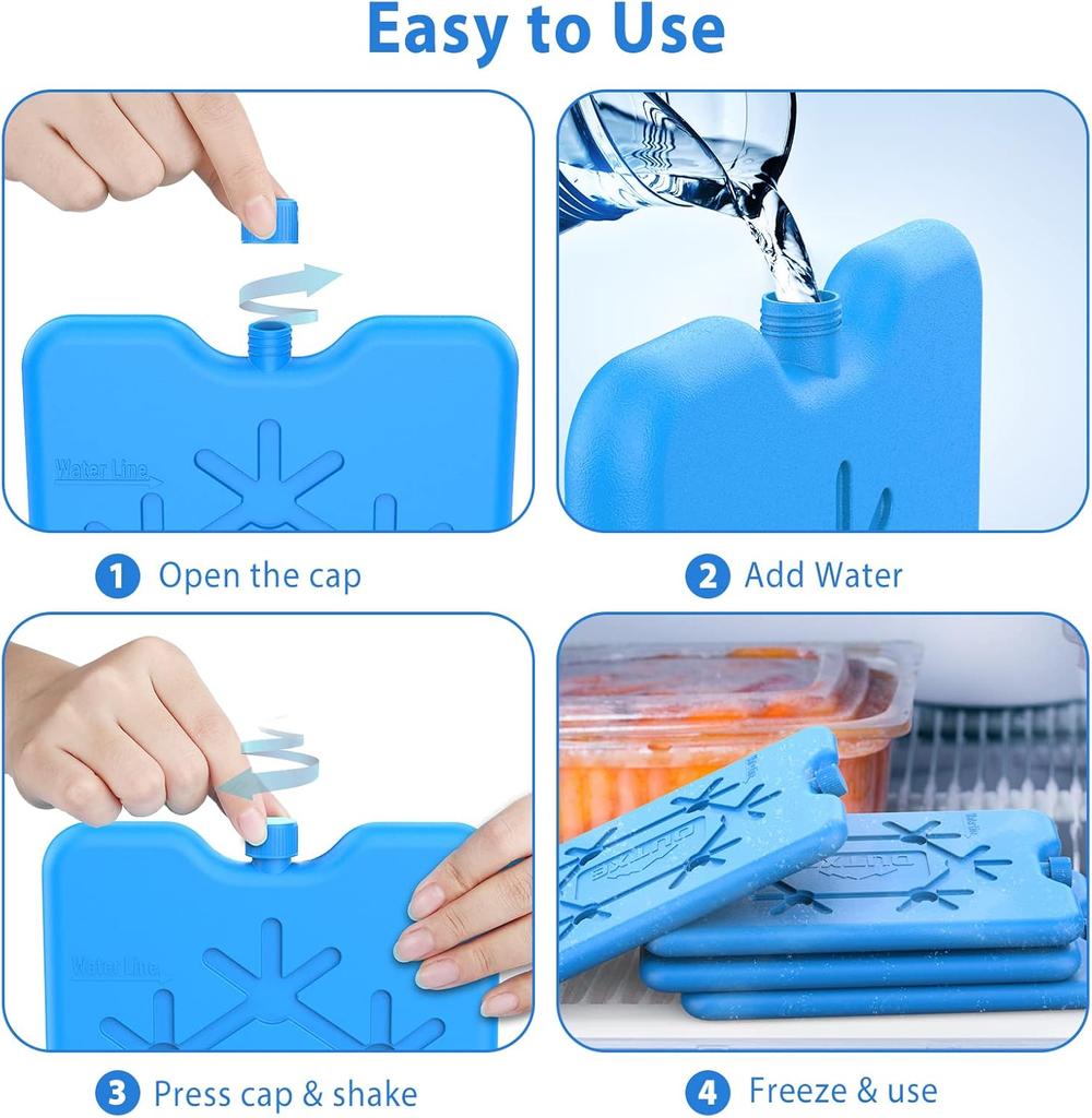 Empty Ice Packs for Lunch Box Reusable Ultra-Thin Freezer Packs Long-Lasting Cool Packs for Coolers Keep Food Fresh and Cold