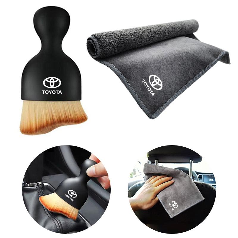 Car Soft Brush Tool Dust Remover Suede Fleece Microfiber Wash Towel For Toyota Corolla Camry RAV4 CHR Yaris Prius Prado Auris
