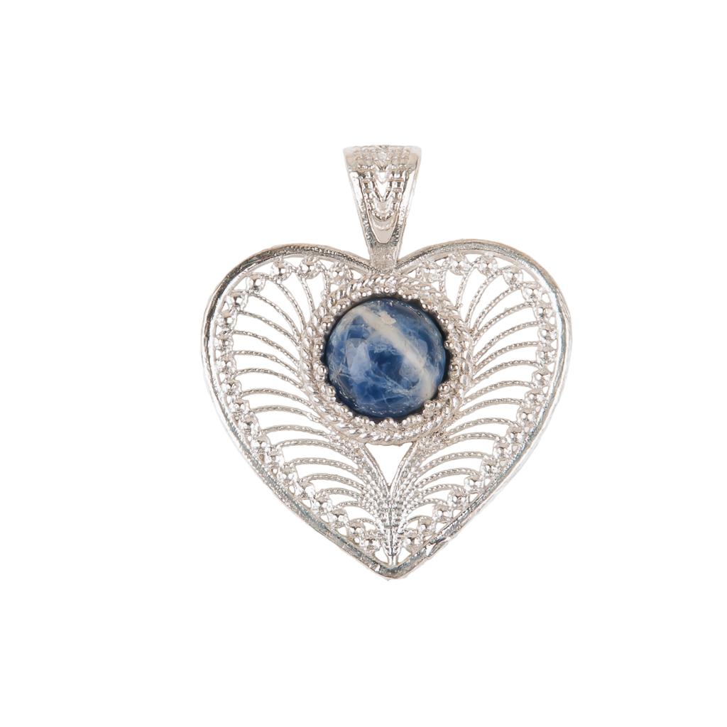 Sodalite Gemstone 925 Sterling Silver Jewelry Handcrafted Pendant 1.4" For Women CP-15-27