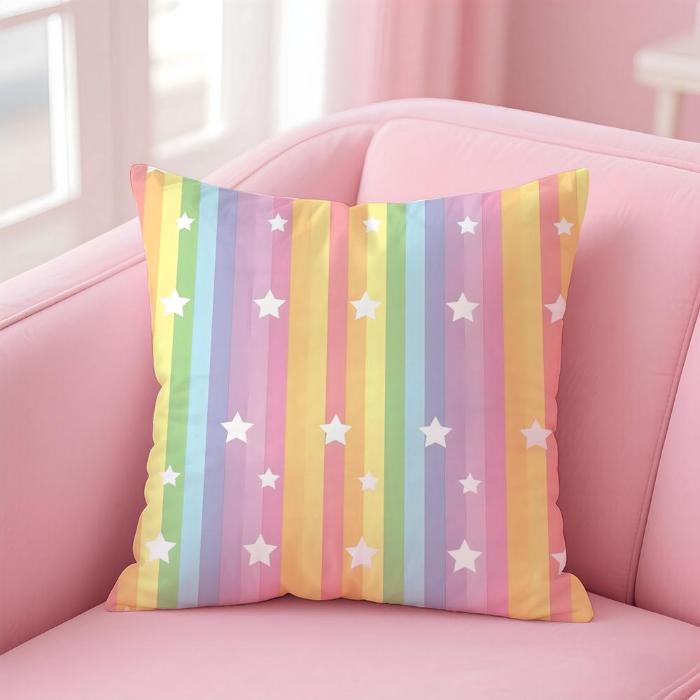 Pastel Rainbow Gradient Cushion Cover Linen Cushion Cover Soft Decorative Case For Sofa Home Decor