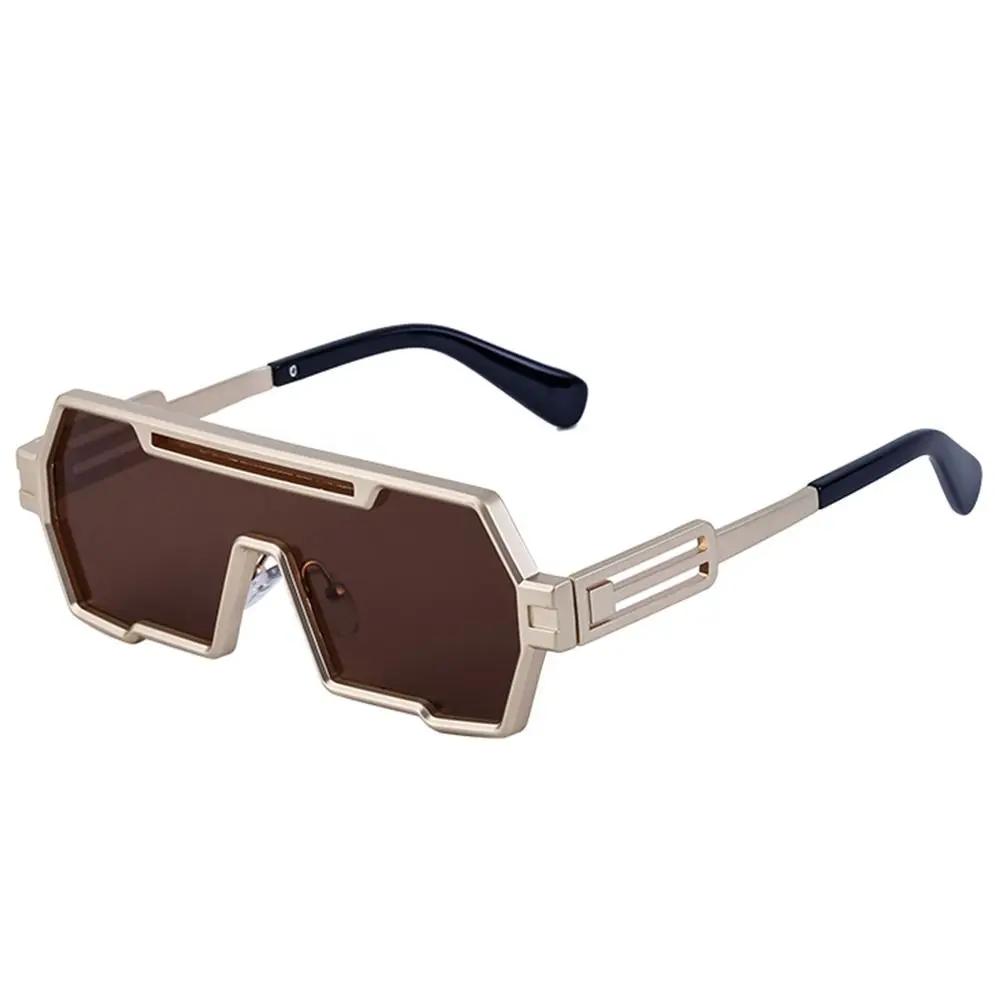 Fashion Metal Steampunk Sunglasses Punk UV400 Protection Irregular Square Sun Glasses Big Frame One-Piece Sun Glasses for Men