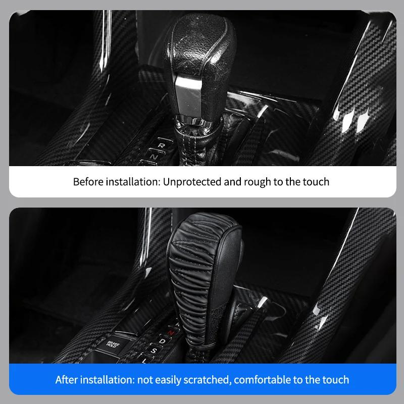 For Alfa Romeo Ri1Hub Caps Leather Car Shift Handle Cover Center Control Gear Shift Cover For Alfa Romeo Giulia Stelvio Giulietta 156 159 147 Mit