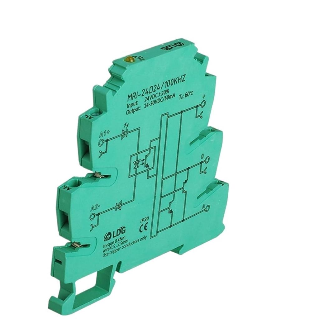 MRI-24D24 100KHZ High Frequency Optocoupler Relay 24VDC 8mA Input Output 14-30VDC 50mA Interface Voltage Relay Module DIN Rail