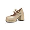 2025 New Spring Women's Pumps 9.5cm High Heels PU Leather Square Toe Women Platform Mary Jane Shoes Plus Size 34-43 WSH5044