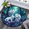 Wolf Family Round Area Rug,Carpet Rug for Living Room Bedroom Sofa Playroom Decor,Non-slip Floor Mat