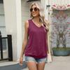 Women's Spring and Summer New V-neck Solid Colour Vest Loose Sleeveless T-shirt Casual Tops