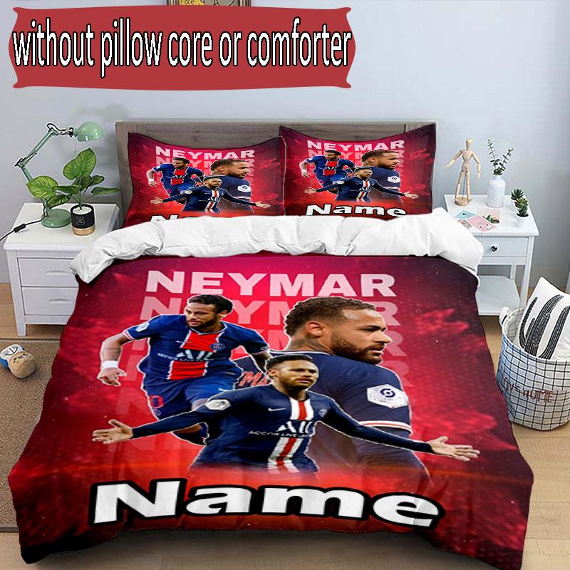 3'lü Nevresim Takımı (1*Nevresim Kılıfı + 2*Yastık Kılıfı, Çekirdeksiz), Özel İsimli Neymar Jr Desenli Nevresim Takımı, Ev Yatak Odası Dekorasyonu Hediye