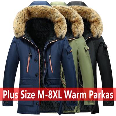 Parka Manteaux Homme Veste d'hiver Homme Mince Épaissir Fourrure à Capuche Manteau Chaud Vêtements Extérieurs Homme Coupe-vent