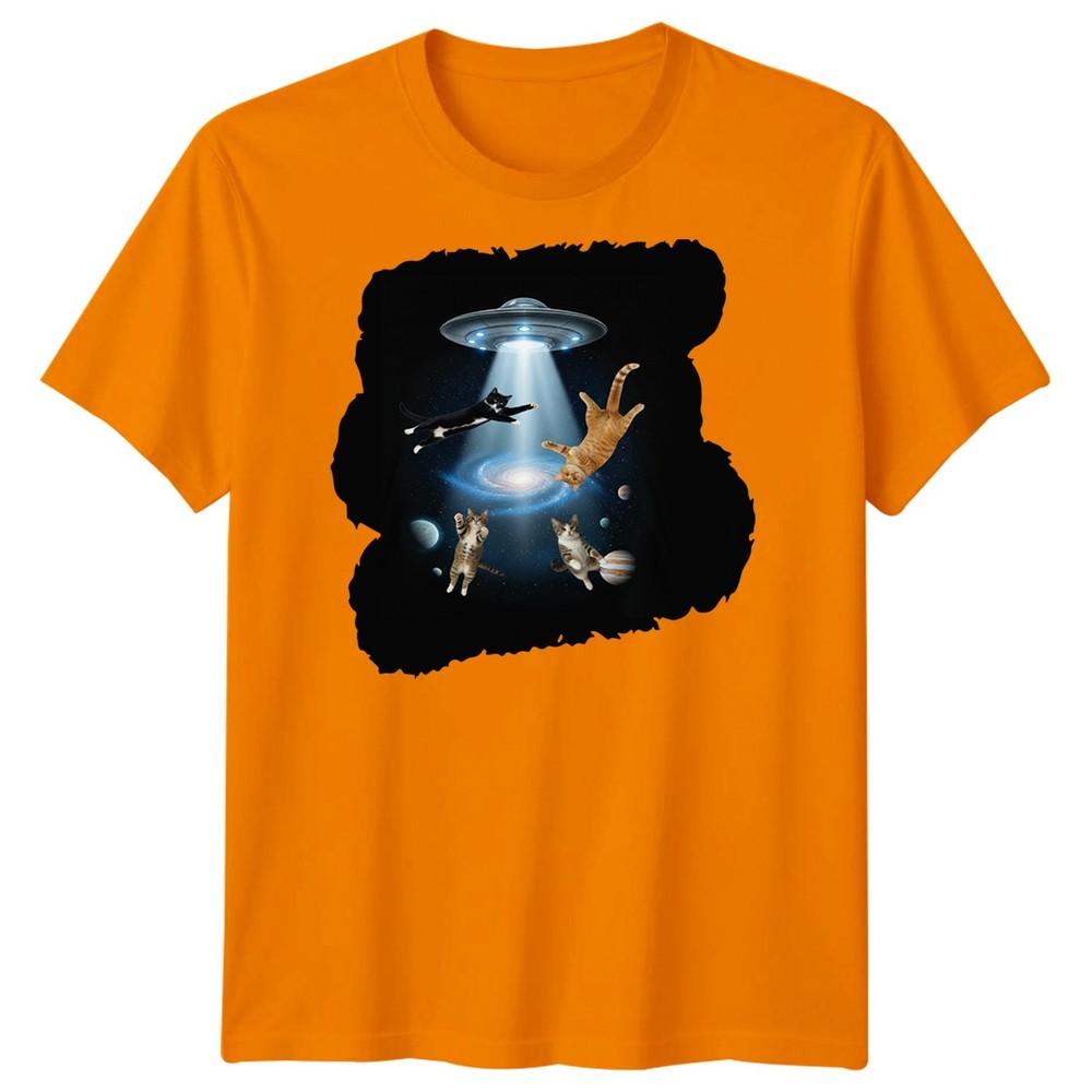 SciFi Alien Abduction Cats Ufo Unisexs TShirt Space Galaxy Graphic