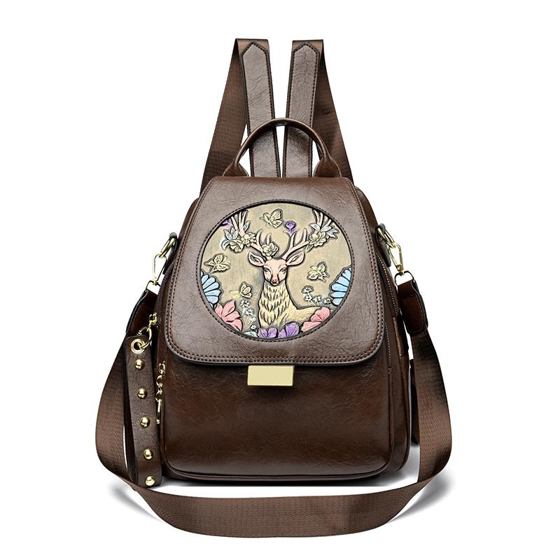 Luxury Women Genuine Leather Backpack Casual Ladies Shoulder Bag Fashion Large Capacity Travel Female Quality Cowhide Knapsack