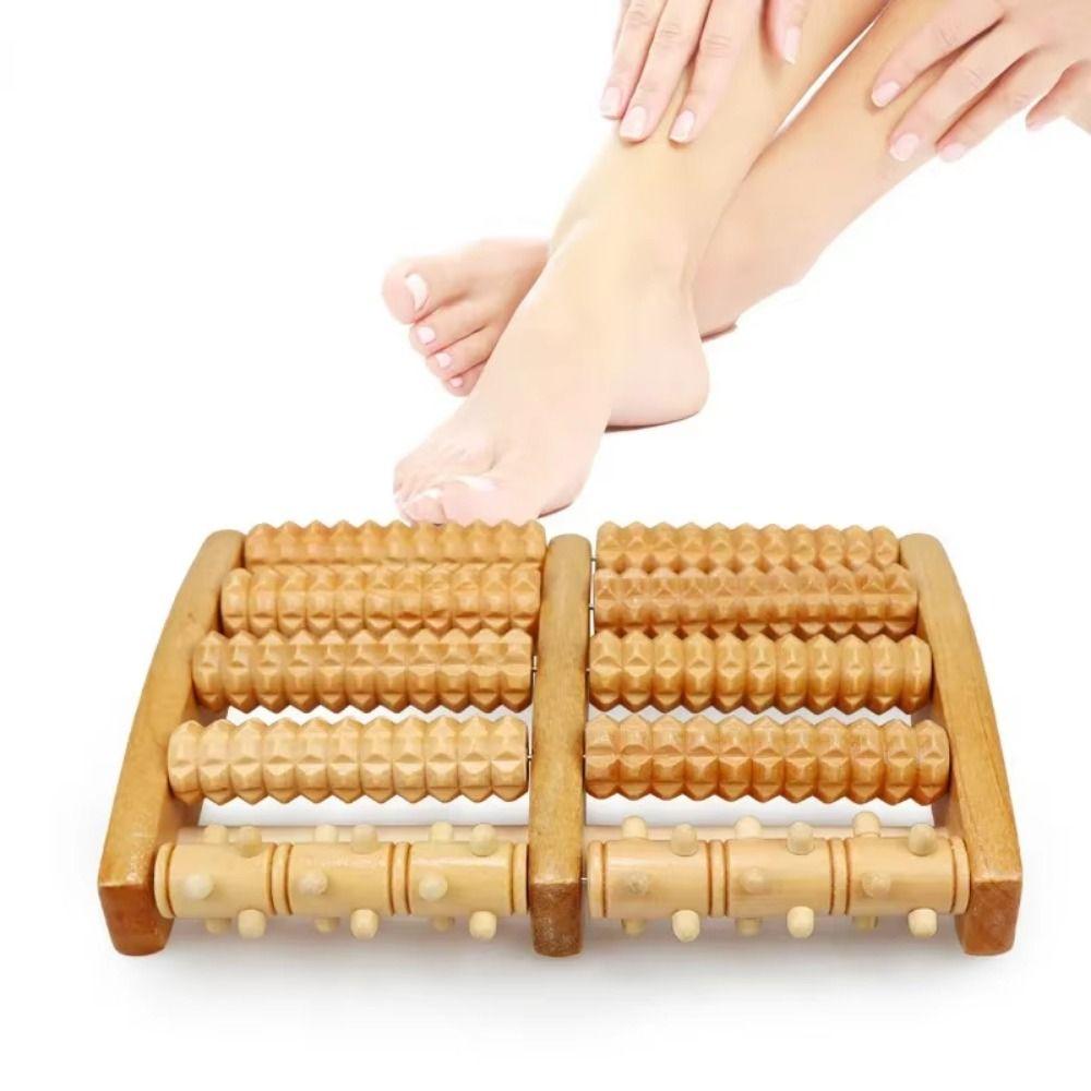 5/6 Row Foot Massage Roller Wood Acupressure Roller Foot Shiatsu Roller  Blood Circulation