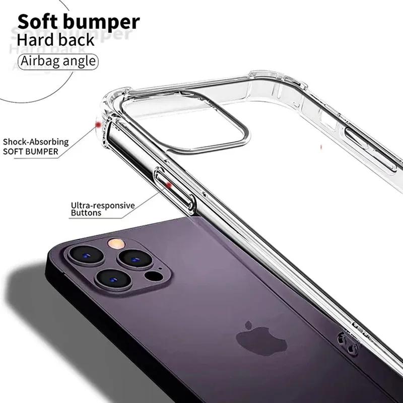 Air-Bag Shockproof Bumper Transparant Case For iPhone 17 16 15 Plus 11 12 13 14 Pro Max Silicone Hard Acrylic Clear Back Cover