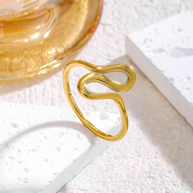 Gold-Plated Wave Design Index Finger Ring for Women - Luxury Fashion Statement Ring