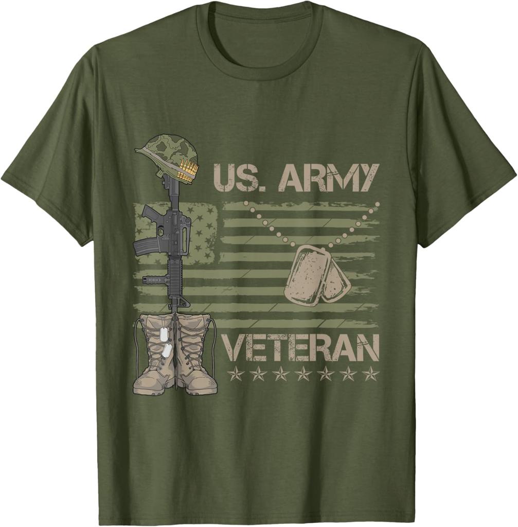 US Army Veteran Flag TShirt 100 Cotton ONeck Short Sleeve Summer Casual Unisexs Tshirt Streetwear