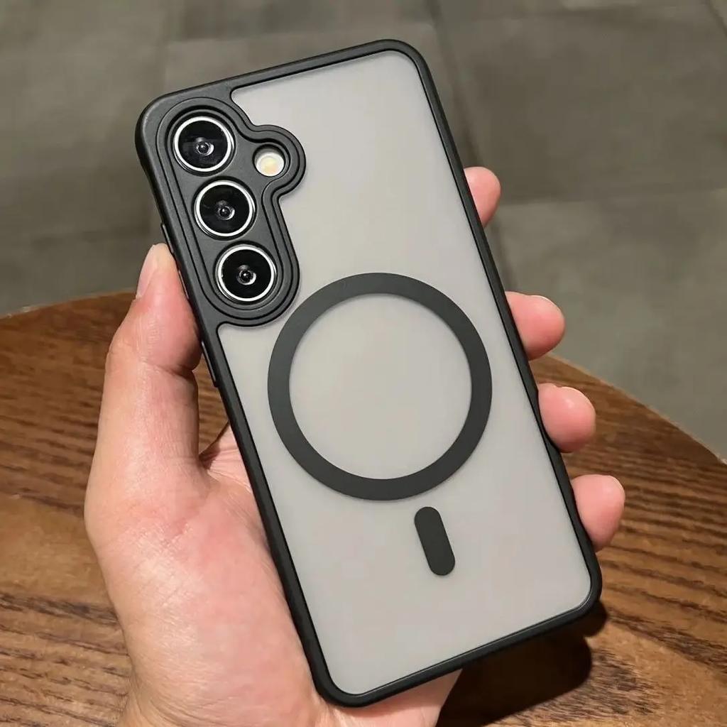 Matte, Hautähnliche Hülle für Magsafe Magnetische Hülle für 2025 Samsung Galaxy S25 Edge S24 FE S23 S22 S21 Plus Ultra TPU Frosted Cover