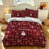 3pieces(1 Bedding Cover + 2 Pillowcases) Featuring a Red and Black Plaid Christmas Snowflake Suitable for Home Decoration