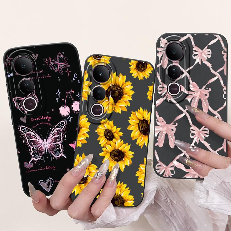 Für Vivo V50 Lite 4G 5G V50 5G Handyhülle Silikon Weiche Rückabdeckung Für Vivo V2441 V2427 Bumper Drache Katze Blume Schmetterling Capa