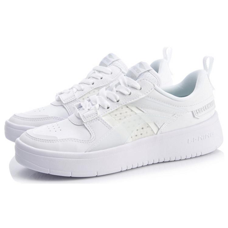 LiNing Wave Superwave Lite Rutschfest Verschleißfest Leicht Atmungsaktiv Niedrig geschnitten Skateboard-Schuhe Damen Weiß AGCQ082-1