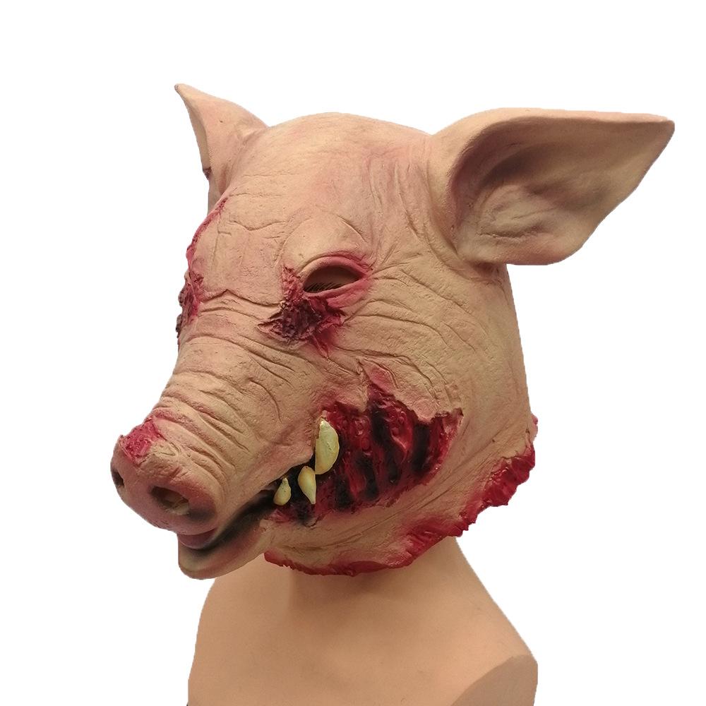 Chainsaw Massacre Pig Head Halloween Mask - Texas Killer Animal Costume Prop