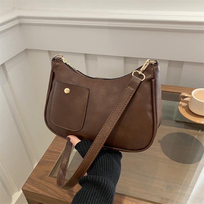 Texture Minimalist Niche Single Shoulder Underarm Bag Crossbody With Closure Zip