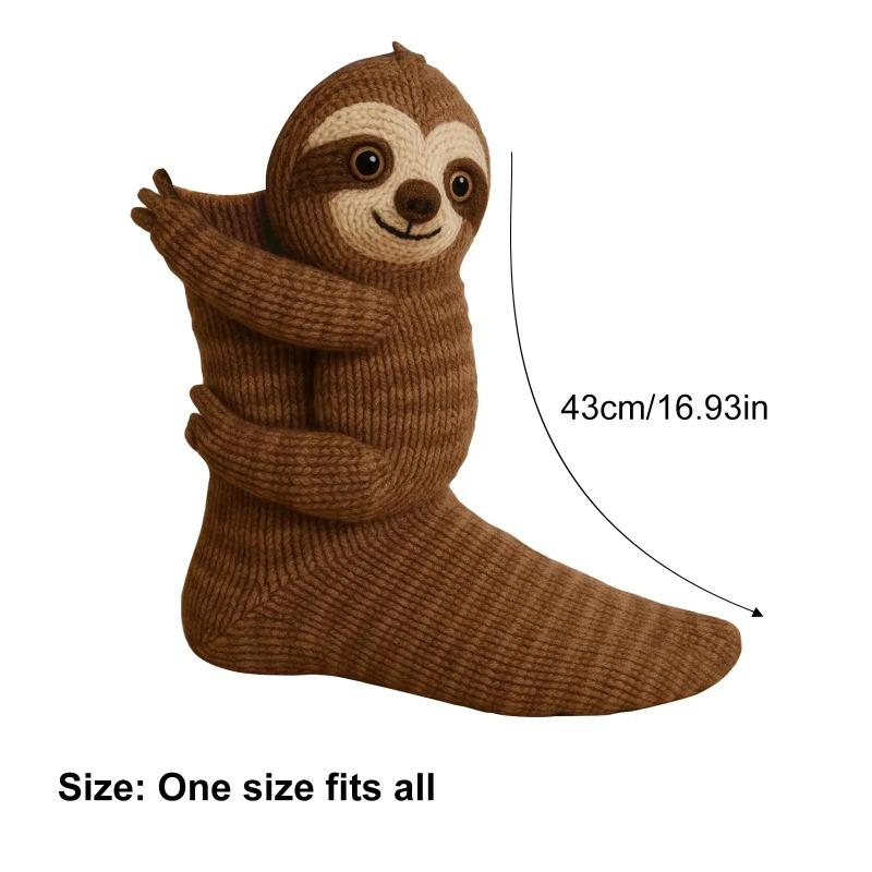 3D Knitted Cute Animal Floor Socks Handmade Crocheted Warm Sloth Panda Novelty Gifts for Kids Essential