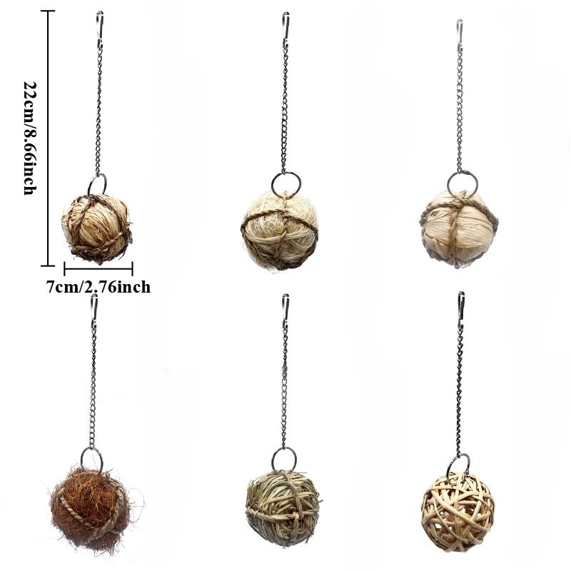 Natural Chewable Activity Toy,Can Be Hung,Fun Hay Pet Ball Suitable for Parrots,Rabbits, Gerbils,Hamsters,and Other Small Animal