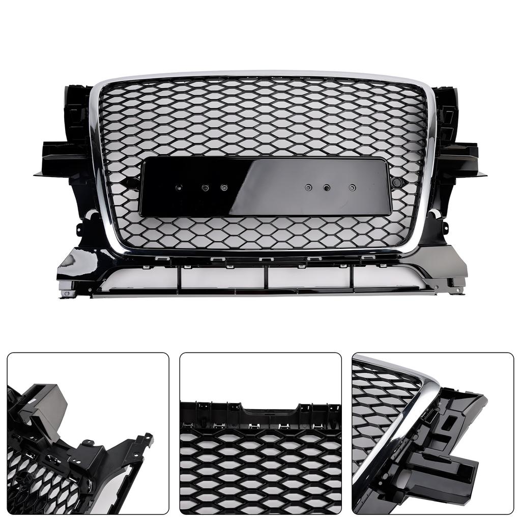 Chrome/Black Front Bumper Grill Grille 8R0853651B Fit Q5 2009-2012